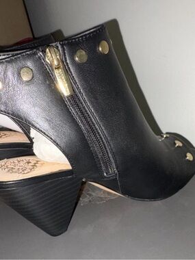 Vince Camuto Black Studded Peep-Toe Ankle Boot